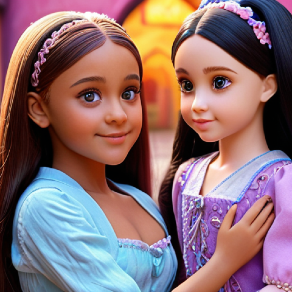 **Secret Jouju doll, Ariana, with a young girl named Ria. Focus on the magical and friendship aspects. Bright, colorful, and enchanting atmosphere.**