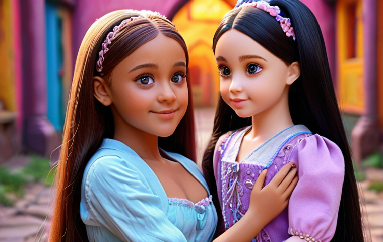 **Secret Jouju doll, Ariana, with a young girl named Ria. Focus on the magical and friendship aspects. Bright, colorful, and enchanting atmosphere.**